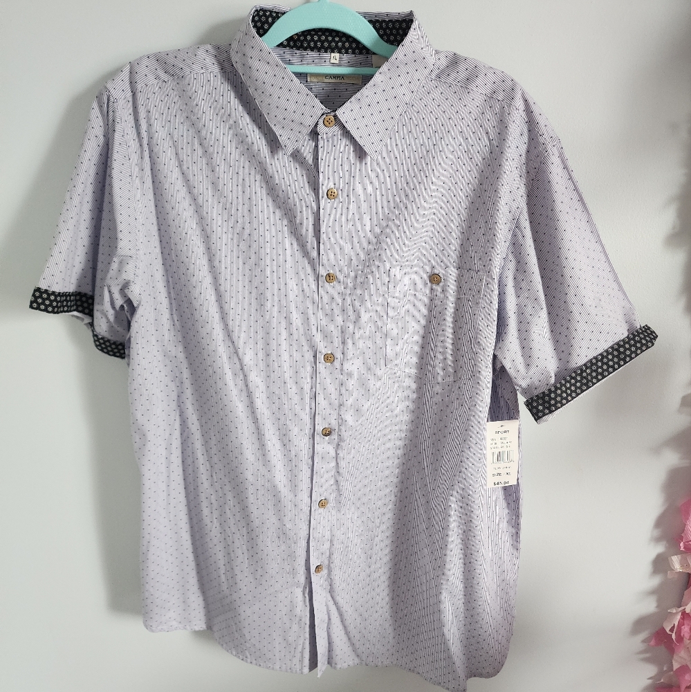 Gray Casual Button Down Shirt with Short Sleeves